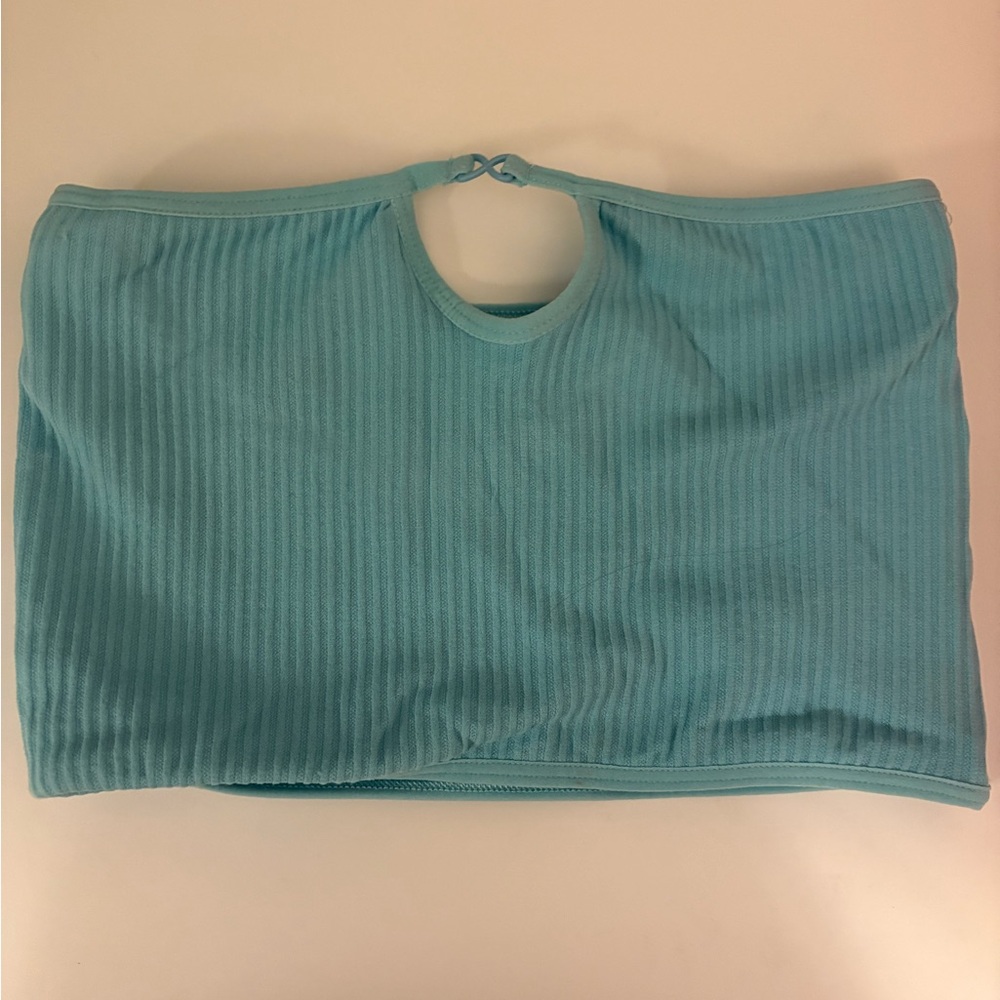 Ribbed Blue Tube Top